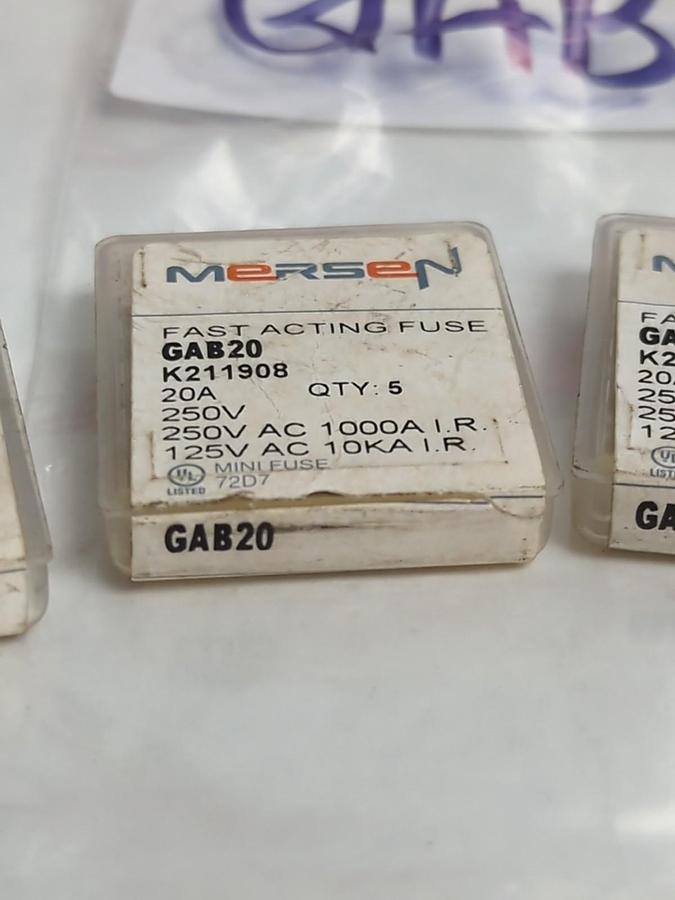 MERSEN,GAB-20,FAST ACTING 20 AMP FUSE LOT OF 18 NOS