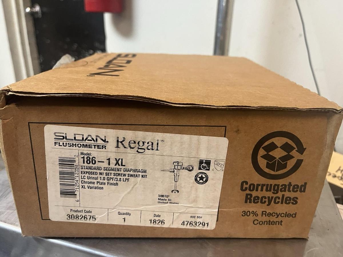 Used SLOAN ROYAL,186-1-XL,CHROME FLUSHOMETER DUAL FILTERED BYPASS DIAPHRAGM 1.0GPF
