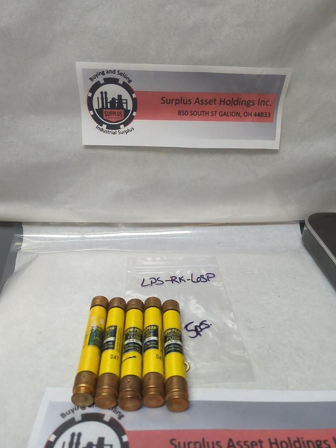 Used COOPER BUSSMANN,LPS-RK-6SP,LOW-PEAK 6 AMP FUSE LOT OF 5 PRE-OWNED