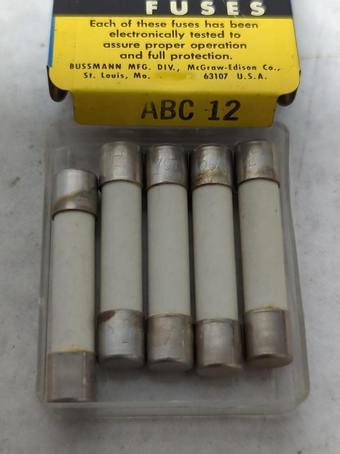 COOPER BUSSMANN,ABC 12,CERAMIC FUSE PACK OF 5 NOS