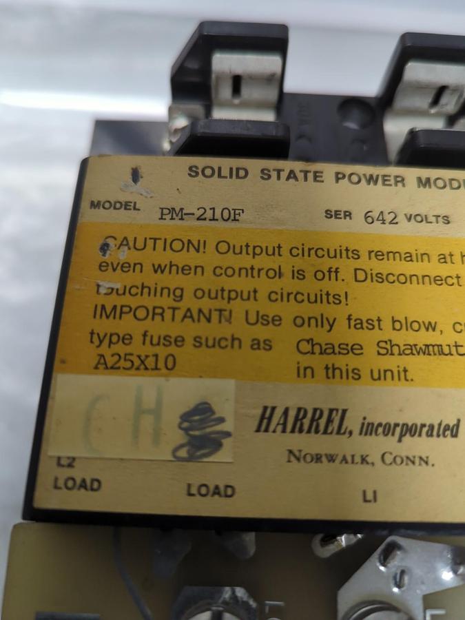 Used HARREL,PM-210F,SOLID STATE POWER MODULE SER 642 230V 10A PRE-OWNED