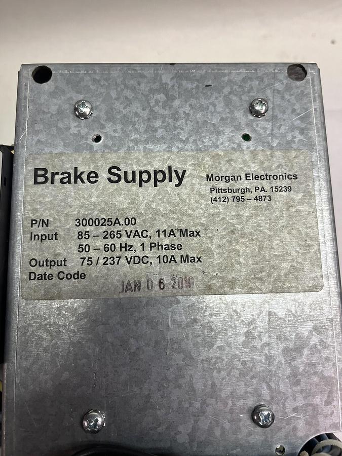 MORGAN ELECTRONICS,300025A.00,BRAKE SUPPLY IN 1PH 11A OUT 75/237vdc 10A