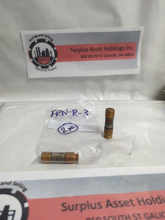 Used COOPER BUSSMANN,FRN-R-3,FUSETRON 3 AMP FUSE LOT OF 2 PRE-OWNED
