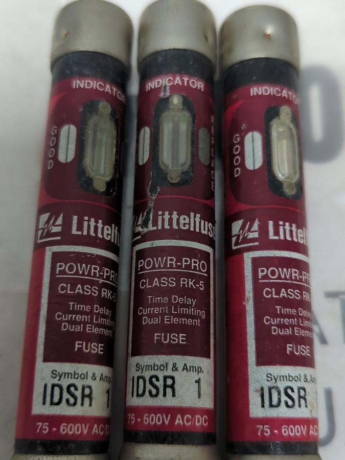 LITTELFUSE,IDSR-1,INDICATOR 1 AMP FUSE LOT OF 3 NOS