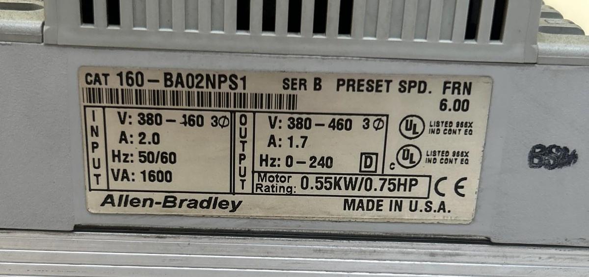 Used ALLEN BRADLEY,160-BA02NPS1,VARIABLE SPEED DRIVE