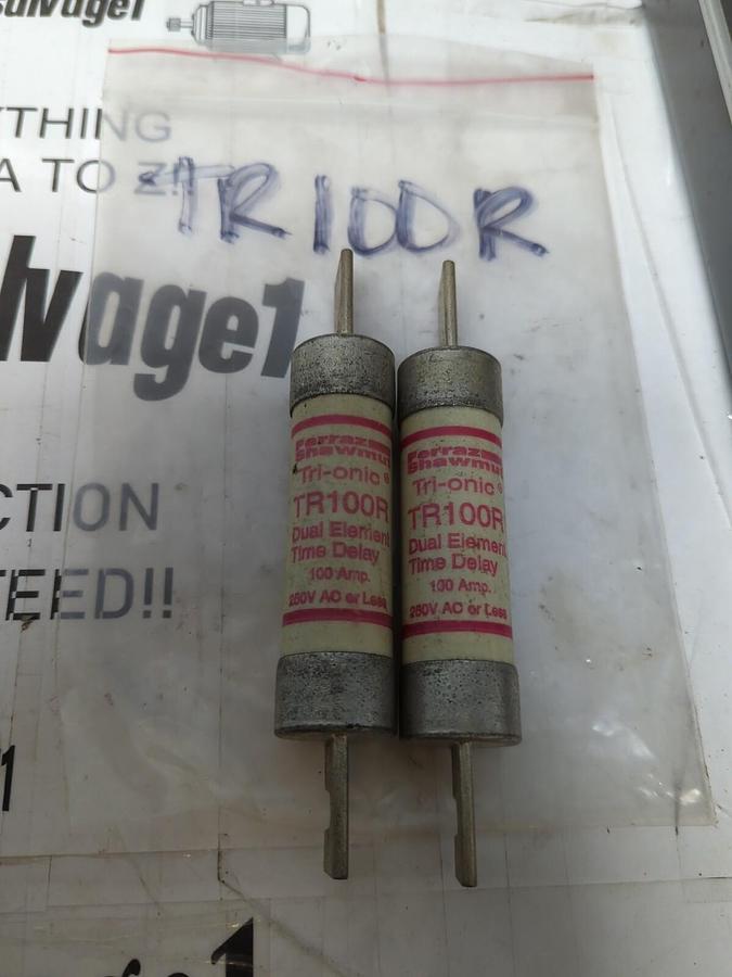FERRAZ SHAWMUT,TR100,TIME-DELAY FUSES LOT OF 2 NOS