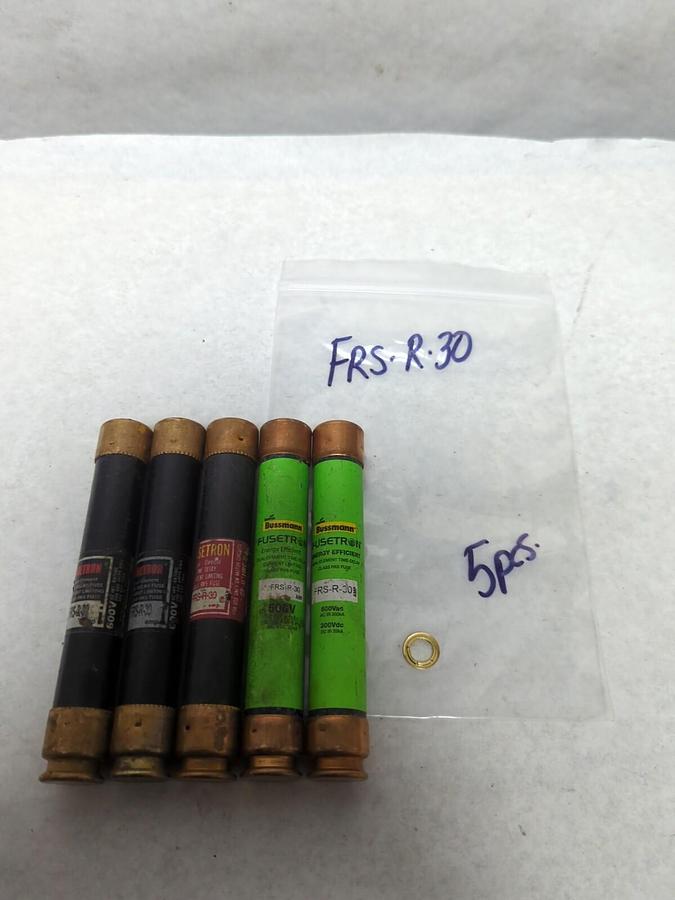 Used COOPER BUSSMANN,FRS-R-30,FUSETRON 30 AMP FUSE LOT OF 5 PRE-OWNED