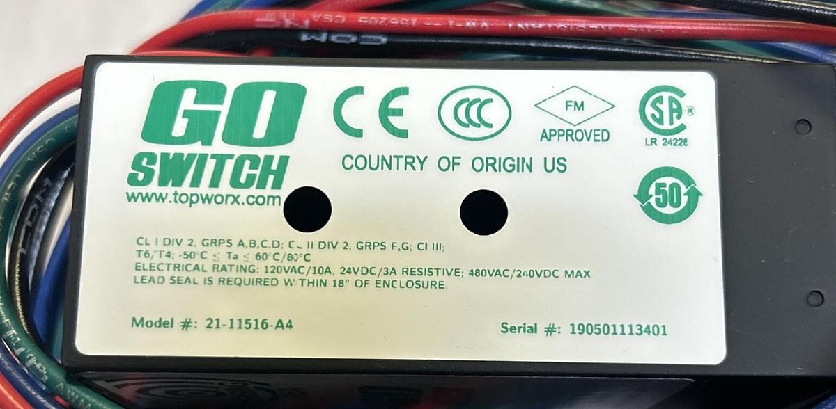 TOPWORX GO SWITCH,21-11516-A4,PROXIMITY SENSOR LIMIT SWITCH NOS
