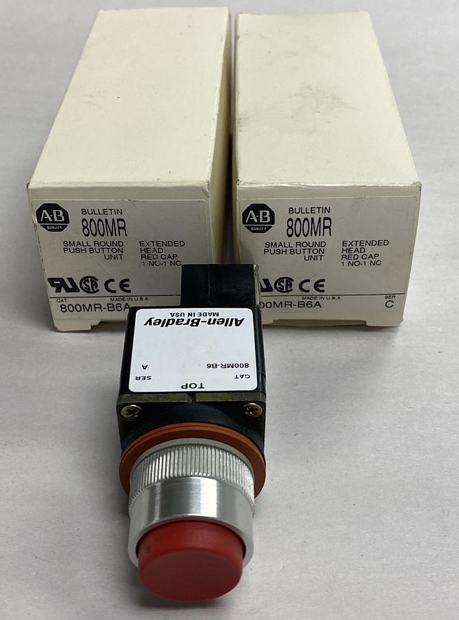 ALLEN BRADLEY,800MR-B6A,PUSHBUTTON EXTENDED HEAD LOT OF 2 NEW