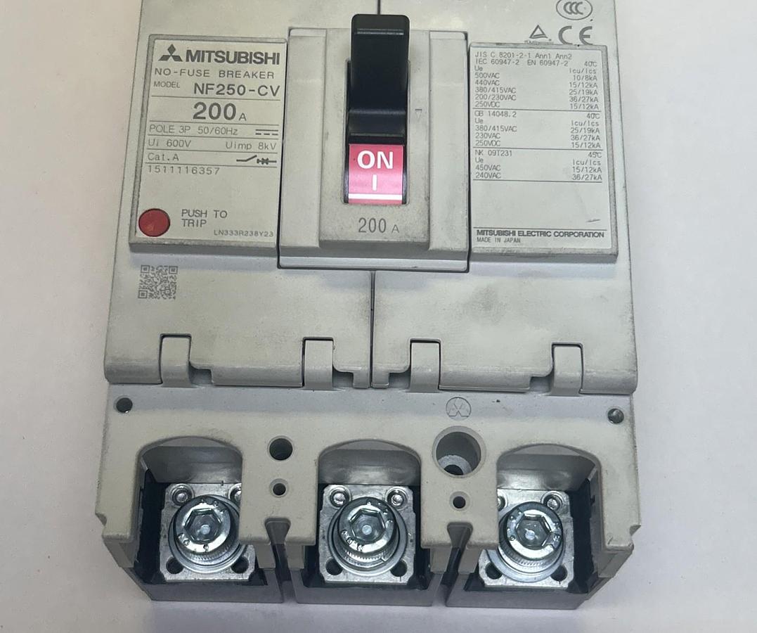 Used MITSUBISHI,NF250-CV,CIRCUIT BREAKER 200A 600V 3P