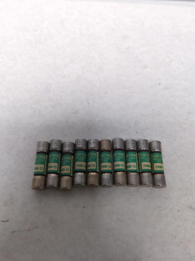 COOPER BUSSMANN,FNM-15,FUSETRON 15 AMP FUSE LOT OF 10 NOS