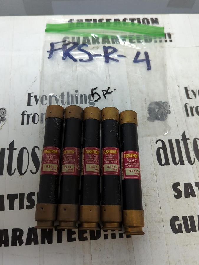 COOPER BUSSMANN,FRS-R-4,FUSETRON 4 AMP FUSES LOT OF 5 NOS