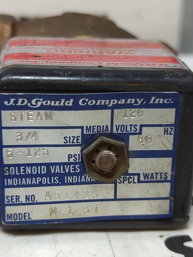 J.D GOULD CO.,M-1-3T,3/4 INCH SOLENOID VALVE NOS