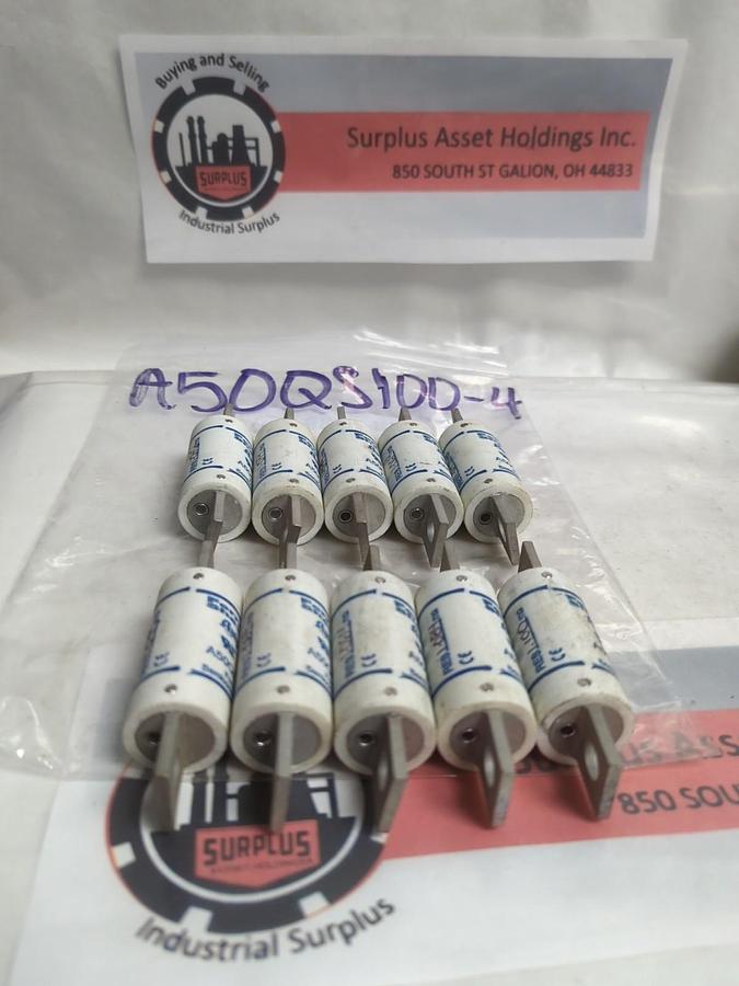 FERRAZ SHAWMUT,A50QS100-4,SEMICONDUCTOR FUSE 100 AMP LOT OF 10 NOS