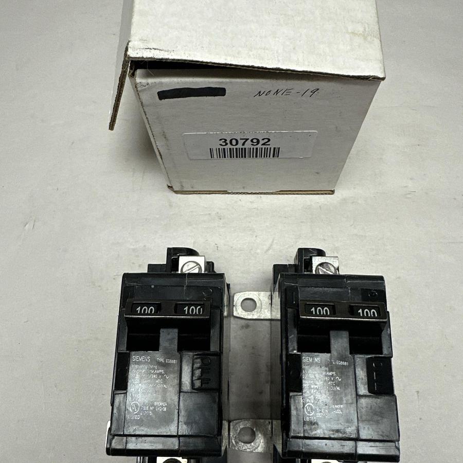 Used Siemens,EQ8681,100Amp 2 Pole Bolt On Circuit Breaker LOT of 2