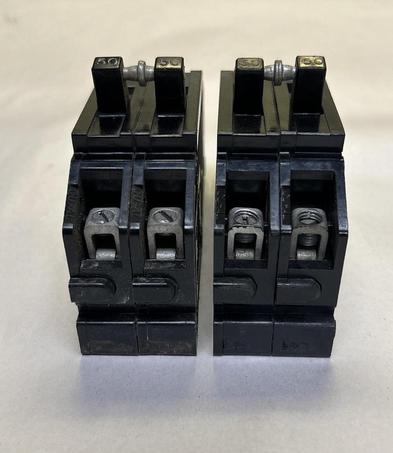 Used ZINSCO,Q250,CIRCUIT BREAKER 50A 120/240V 2P LOT OF 2