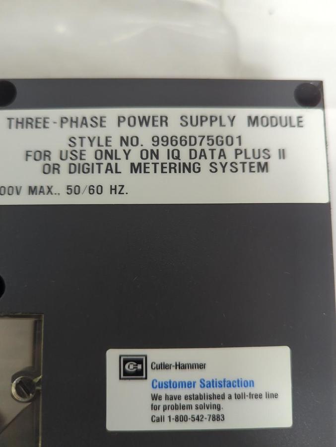 Used CUTLER HAMMER,9966D75G01,THREE PHASE POWER SUPPLY MODULE PRE-OWNED