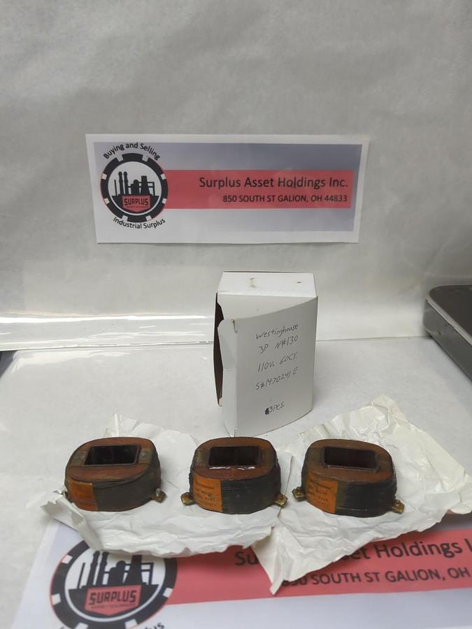 Used WESTINGHOUSE,3P N#130,MAGNETIC COIL 110V 60CY LOT OF 3 PRE-OWNED