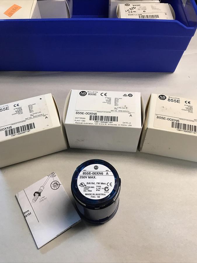 Used Allen Bradley,855E-00XN6,Steady Blue Light Series A Lot of 3