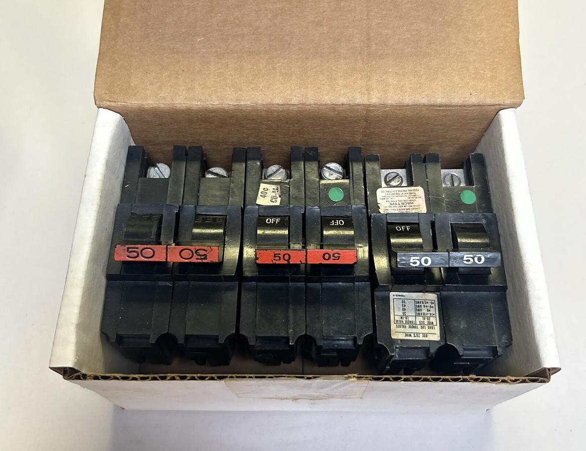 Used FPE,NA250,CIRCUIT BREAKER 50A 120/240V 2P LOT OF 3