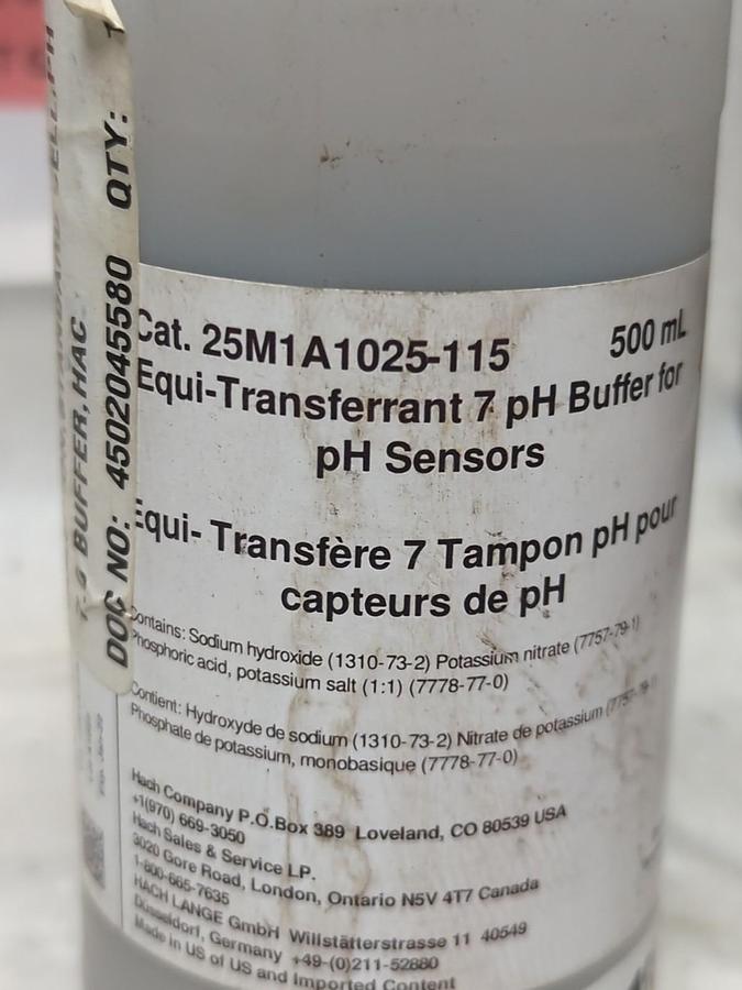 HACH,25M1A1025-115,EQUI-TRANSFERRANT 7 PH BUFFER FOR PH SENSORS NOS