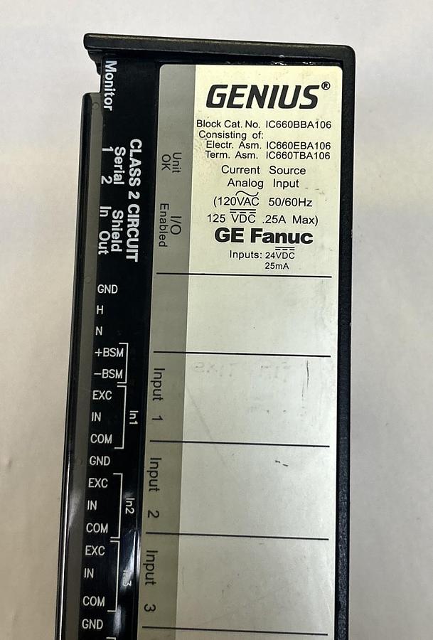 Used GE FANUC,IC660EBA106,GENIUS BLOCK CURRENT SOURCE ELECTRICAL MODULE