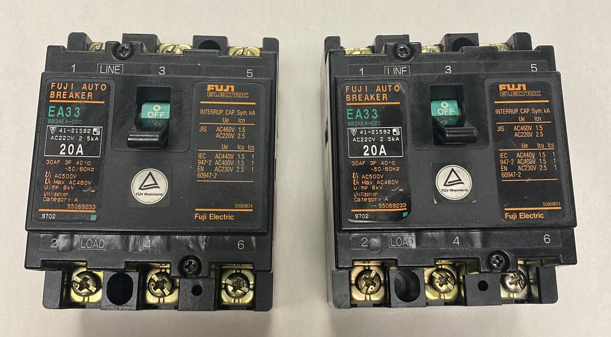 FUJI,BB3AEA-020 EA33,Auto Circuit Breaker 20AMP 460V LOT of 2 NEW