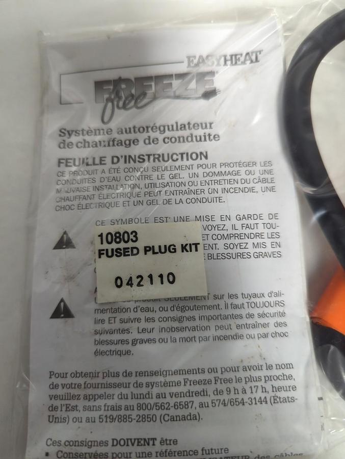 Used EASY HEAT,042110,FREEZE FREE FUSED PLUG KIT NOS