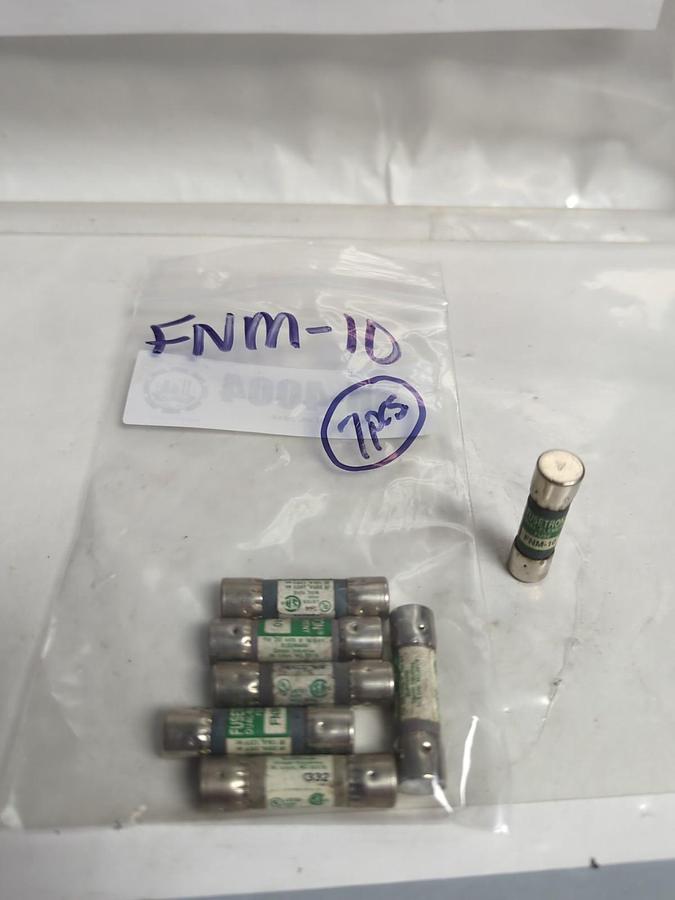 Used COOPER BUSSMANN,FNM-10,FUSETRON 10 AMP FUSE LOT OF 7 PRE-OWNED