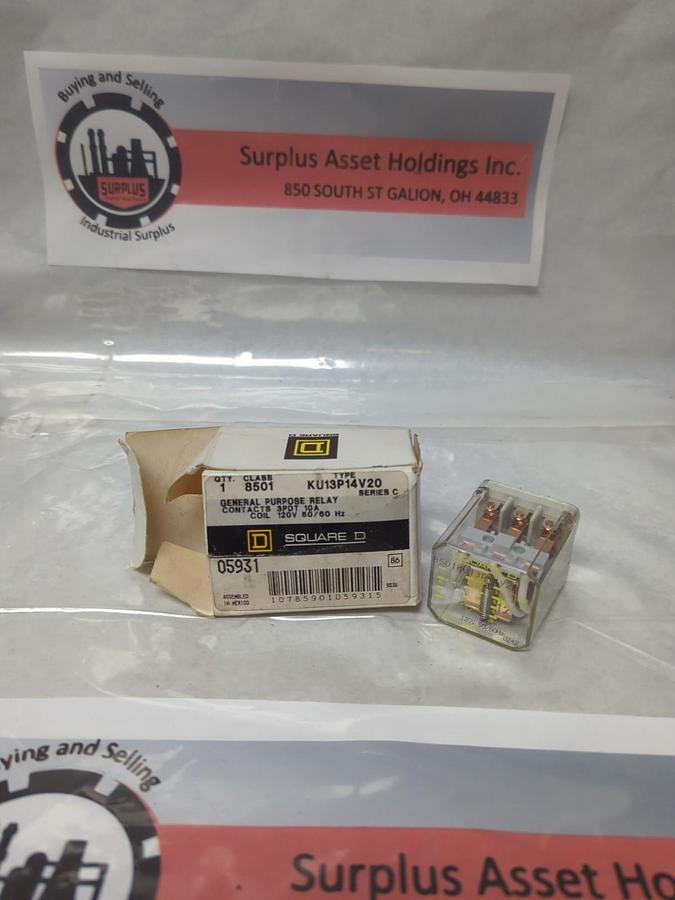 SQUARE D,8501-KU13P14V20,GENERAL PURPOSE RELAY SER C 120V 50/60HZ 10A NOS