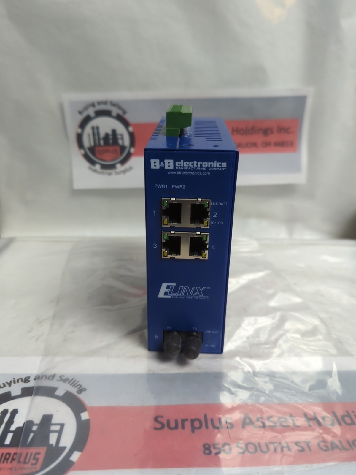 Used B&B ELECTRONICS,EIR305-ST,ETHERNET SWITCH 4 COPPER & 1 MULTI-MODE ST FIBER PORTS