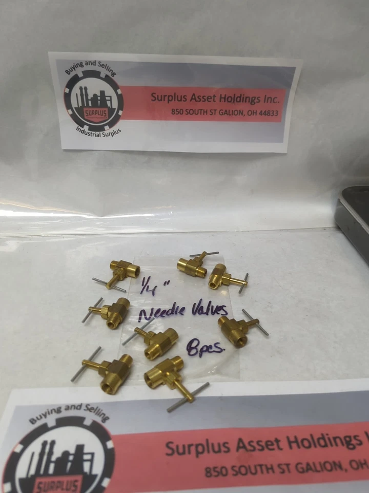 UNBRANDED,1/4 INCH,BRASS NEEDLE VALVE LOT OF 8 NOS