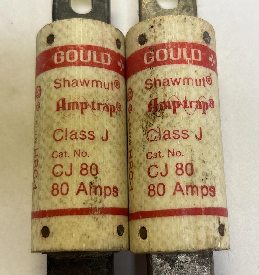 Used GOULD SHAWMUT,CJ80,FUSE 80A 600V LOT OF 2