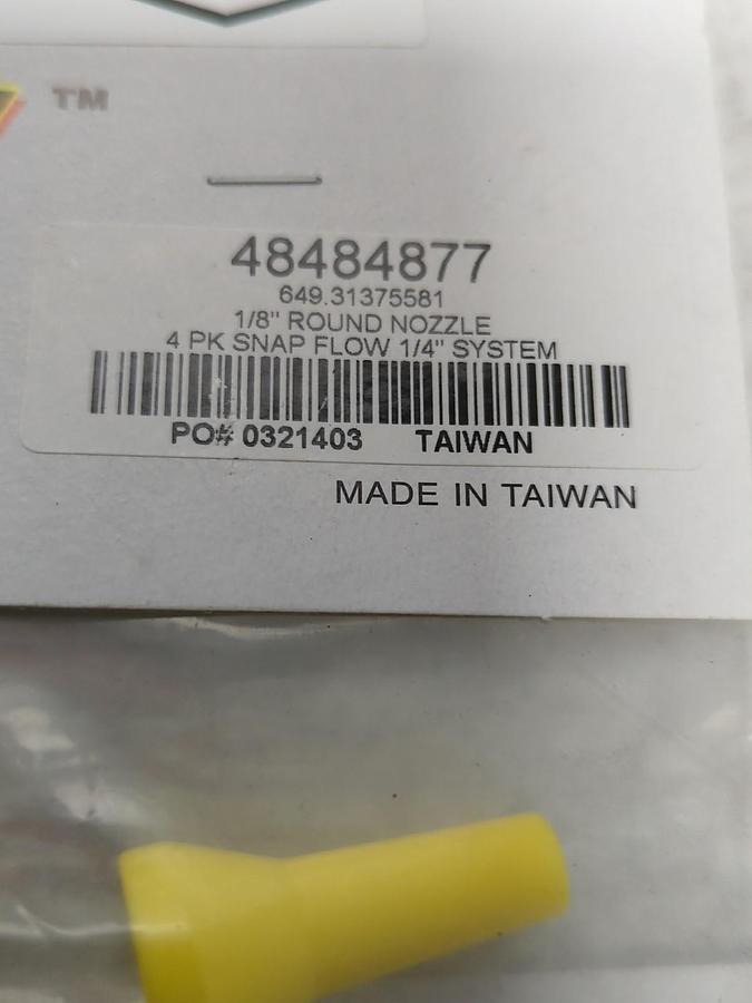 SNAP FLOW,48484877,1/8 INCH ROUND NOZZLE 4 PIECE PACK NOS