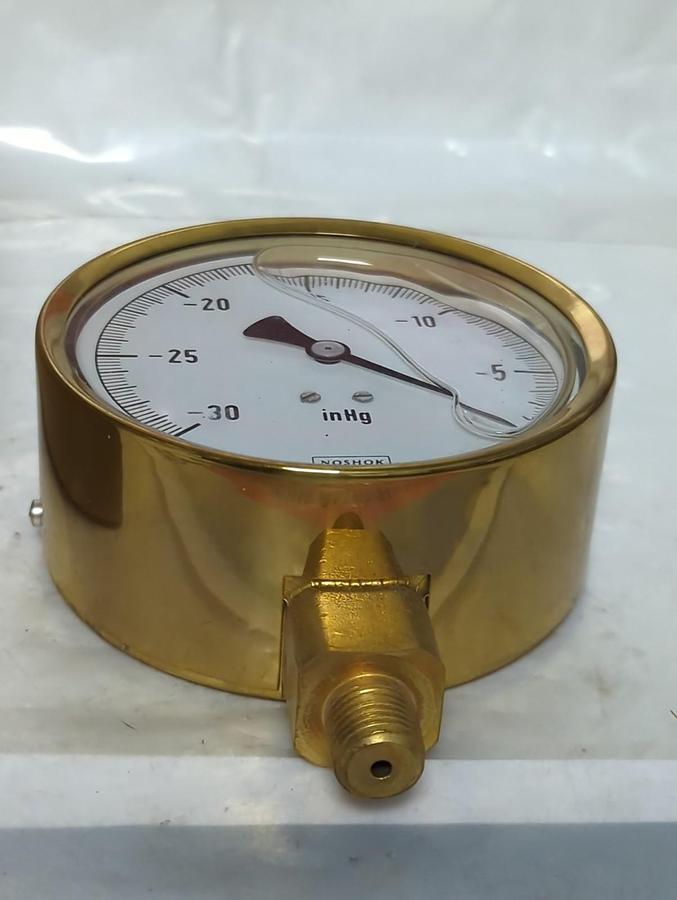 NOSHOK,40.300.-30 INHG-0,PRESSURE GAUGE 4 INCH FACE 1/4 INCH BOTTOM CONN NOS