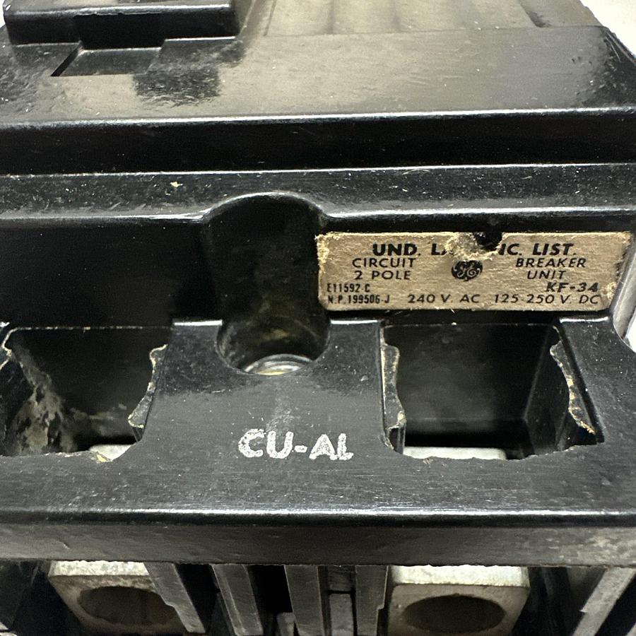 Used GE,TE122100,100 Amp 2 Pole 240VAC Circuit Breaker