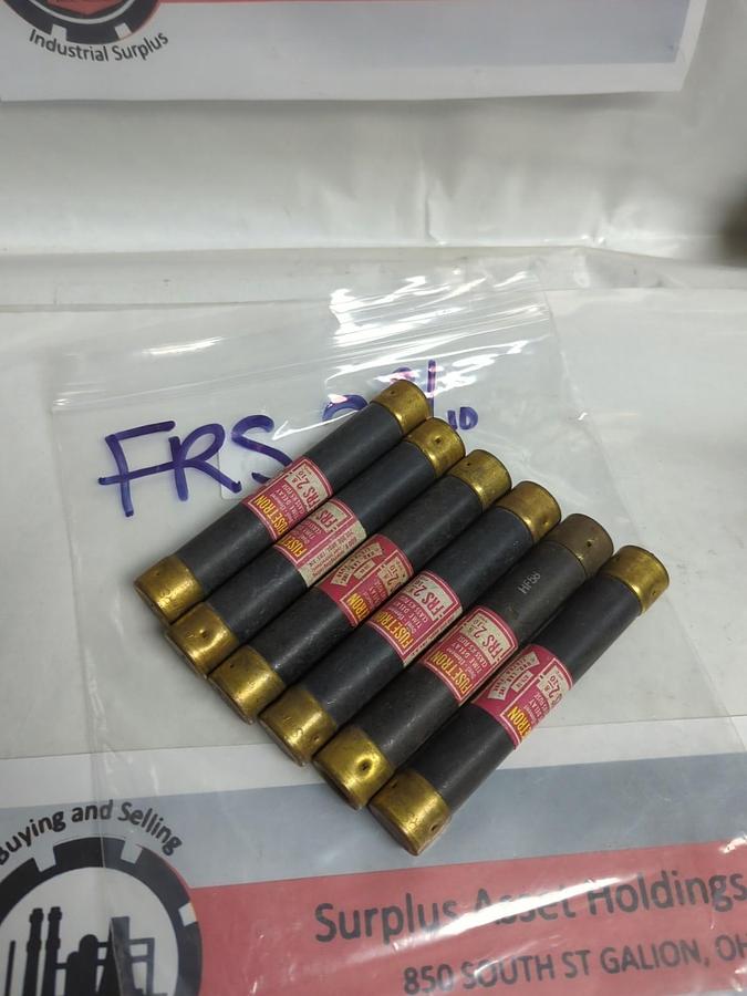 Used COOPER BUSSMANN,FRS-2-8/10,FUSETRON 2-8/10 AMP FUSE LOT OF 6 PRE-OWNED