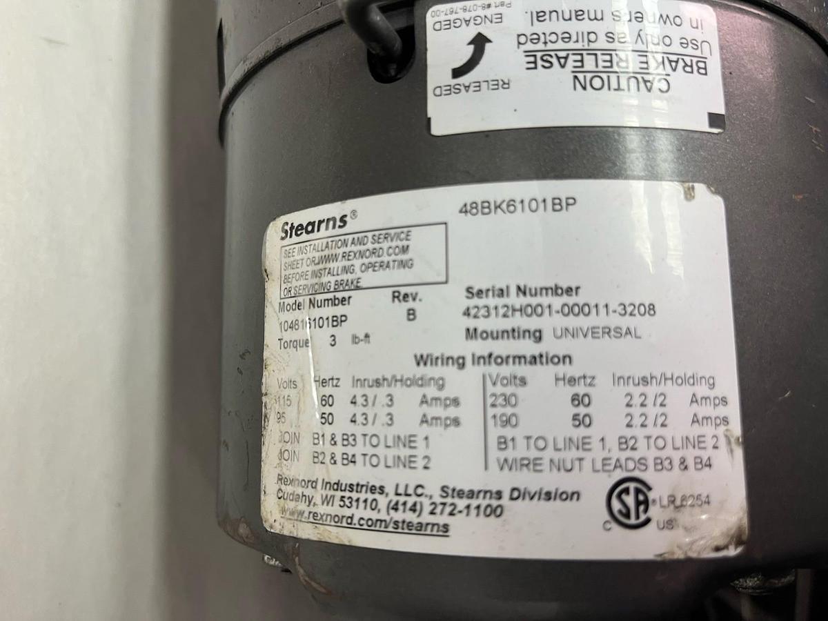 Used BALDOR,KBM3454,BRAKE MOTOR 1/4HP 3PH 1725RPM 56C