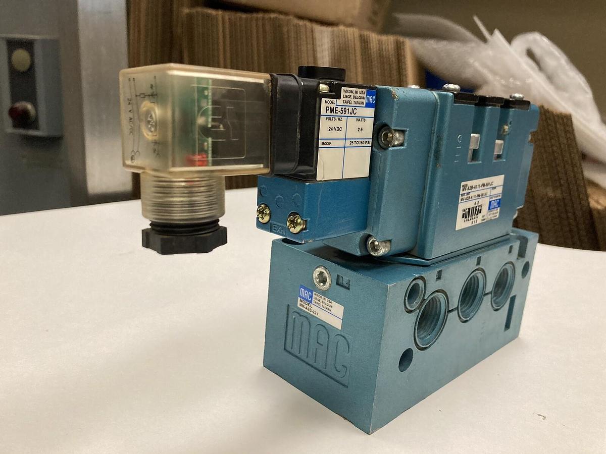 Used MAC Valves,MV-A2B-A211-PM-591JC,Solenoid Valve w/MM-A2B-221 & PME-591JC