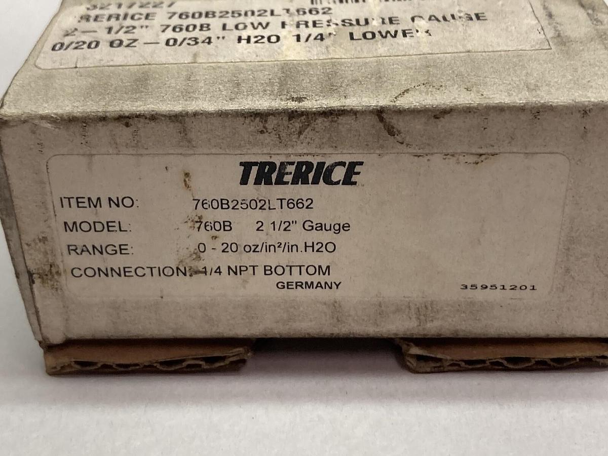 Trerice,760B2502LT662,2 1/2 Inch Pressure Gauge 0-30