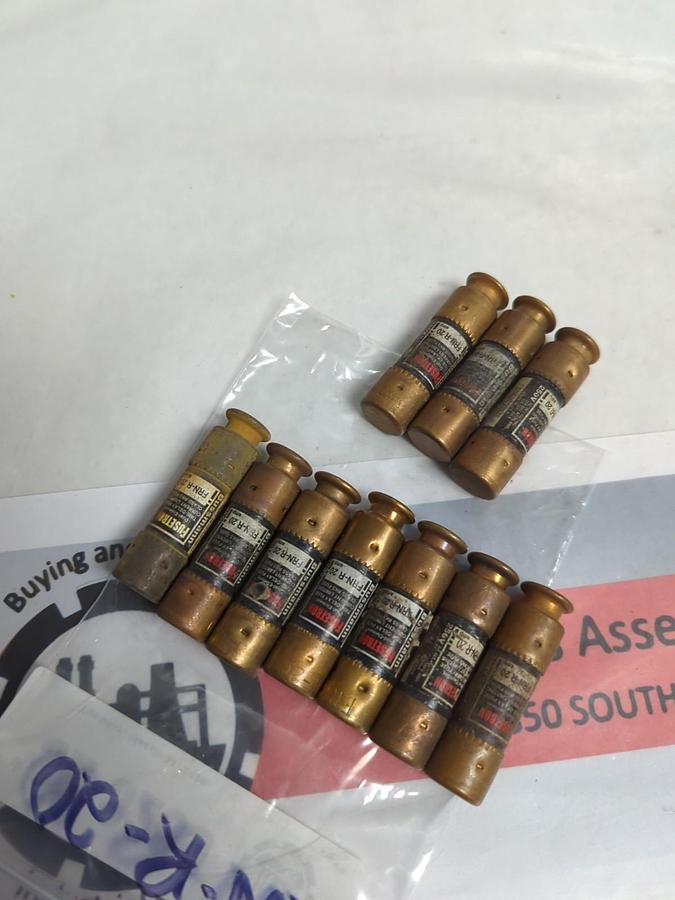 Used COOPER BUSSMANN,FRN-R-20,FUSETRON 20 AMP FUSE LOT OF 10 PRE-OWNED