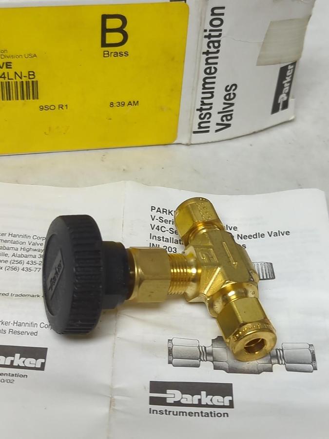 PARKER,4Z-V4LN-B,BRASS NEEDLE VALVE NOS