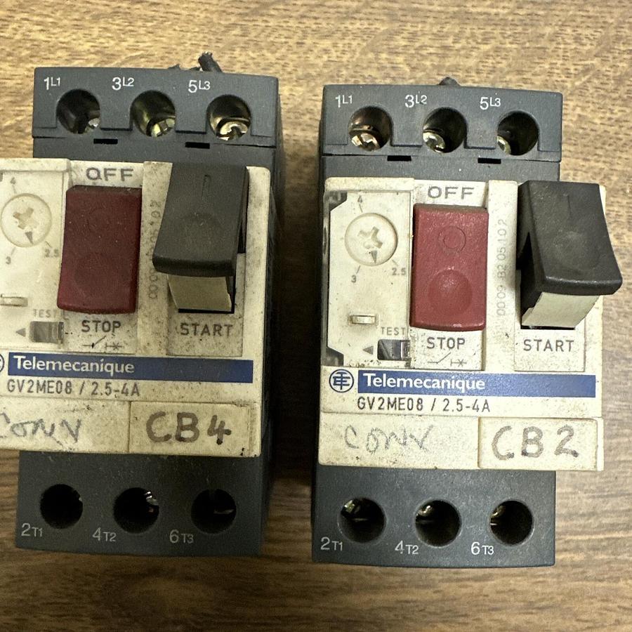 Used Telemecanique,GV2ME08,Motor Protector Switch LOT of 2