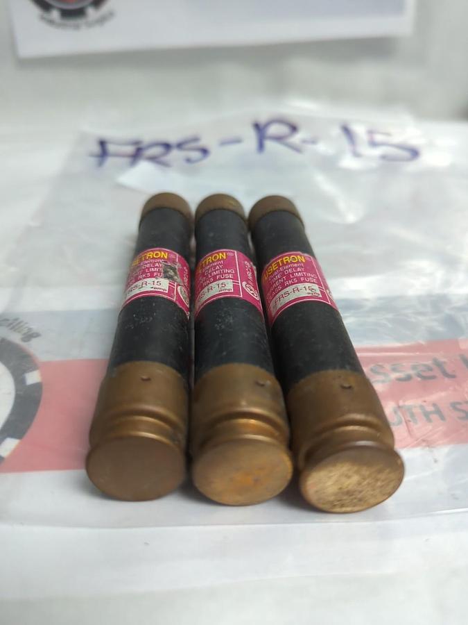 Used COOPER BUSSMANN,FRS-R-15,FUSETRON 15 AMP FUSE LOT OF 3 PRE-OWNED