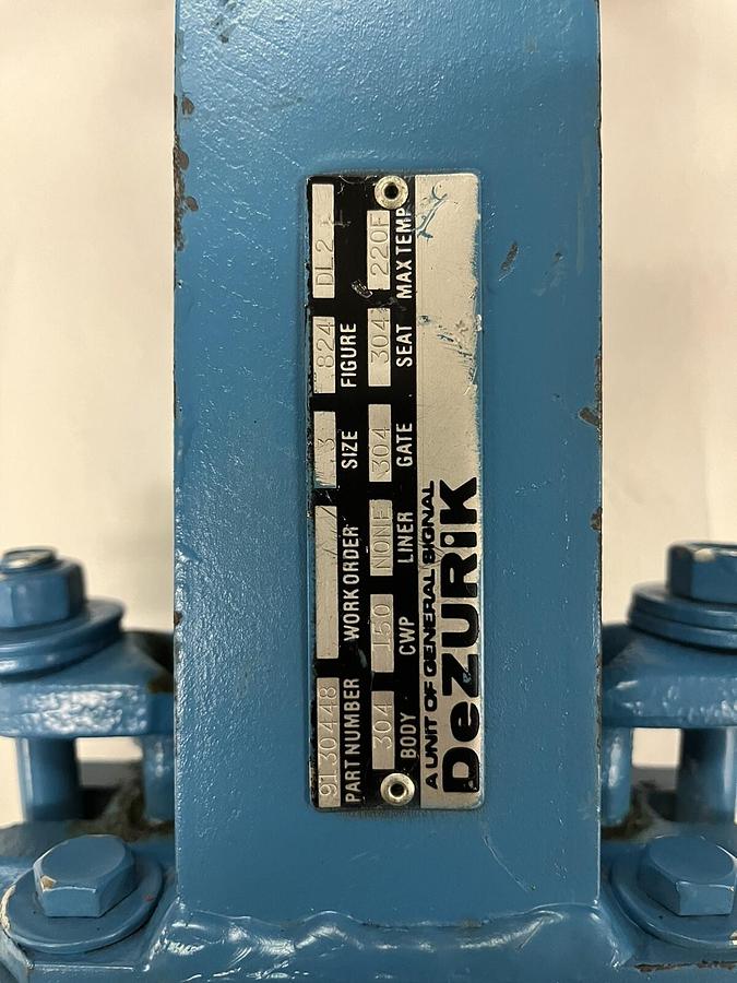 Used DEZURIK,9130448,SIZE 3" BUTTERFLY VALVE 150 CWP FIGURE 824 BODY 304