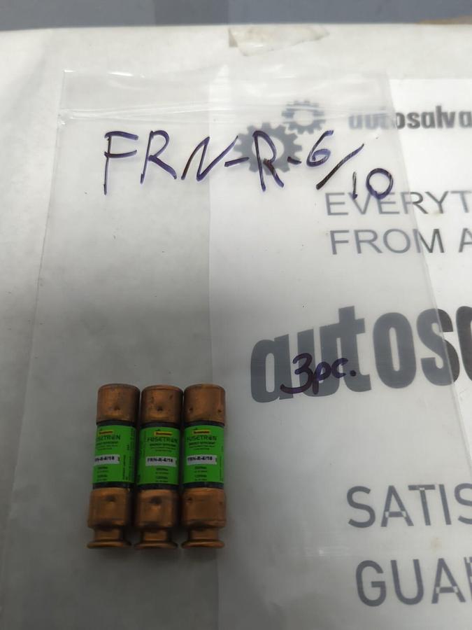 COOPER BUSSMANN,FRN-R-6/10,FUSETRON 6/10 AMP FUSE LOT OF 3 NOS