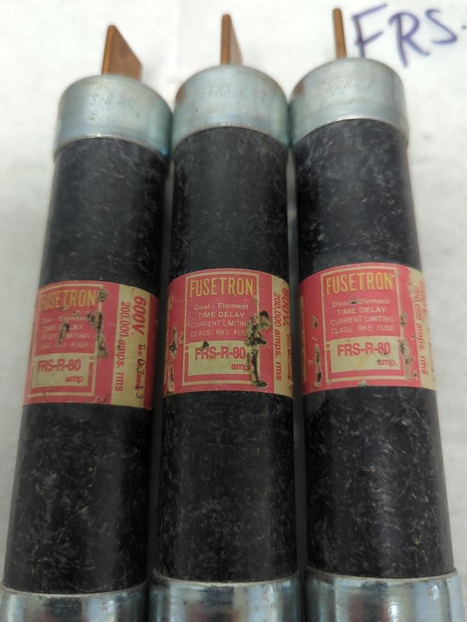 Used COOPER BUSSMANN,FRS-R-80,FUSETRON 80 AMP FUSE LOT OF 3 PRE-OWNED