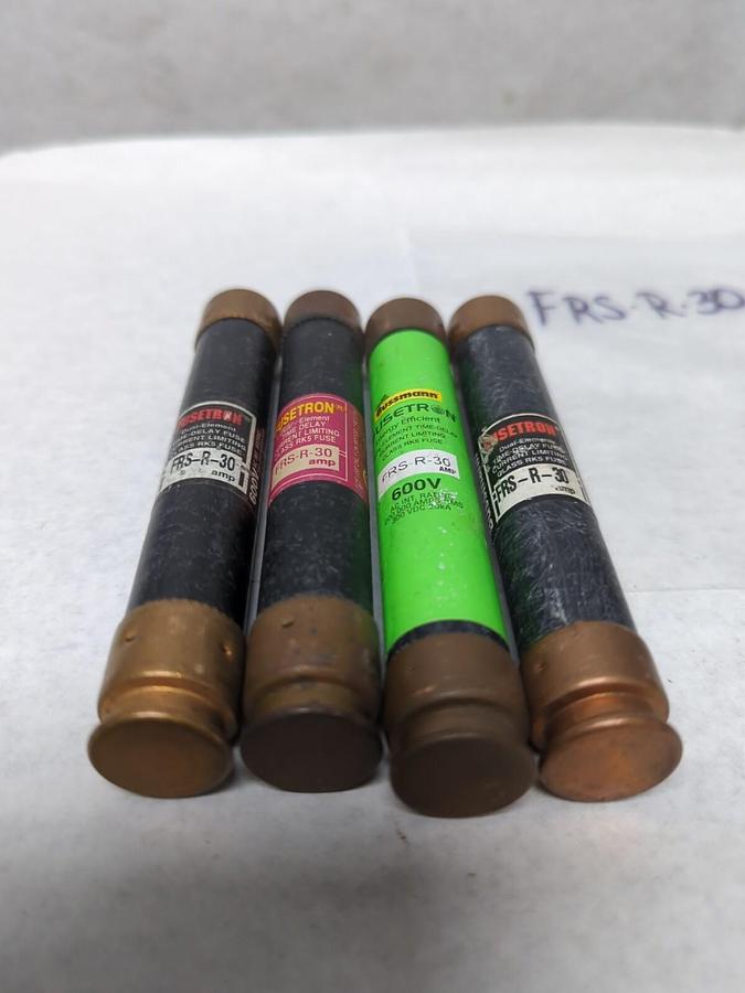 Used COOPER BUSSMANN,FRS-R-30,FUSETRON 30 AMP FUSE LOT OF 4 PRE-OWNED