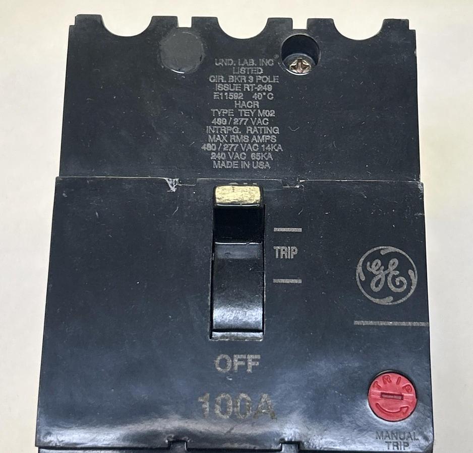 Used GENERAL ELECTRIC,TEYM023100,CIRCUIT BREAKER 100A 480Y/277V 3P
