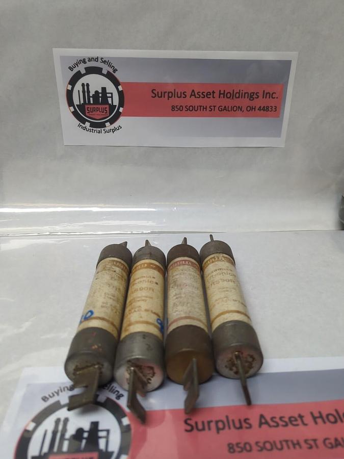 Used GOULD SHAWMUT,TRS90R,TRI-ONIC 90 AMP FUSE LOT OF 4 PRE-OWNED